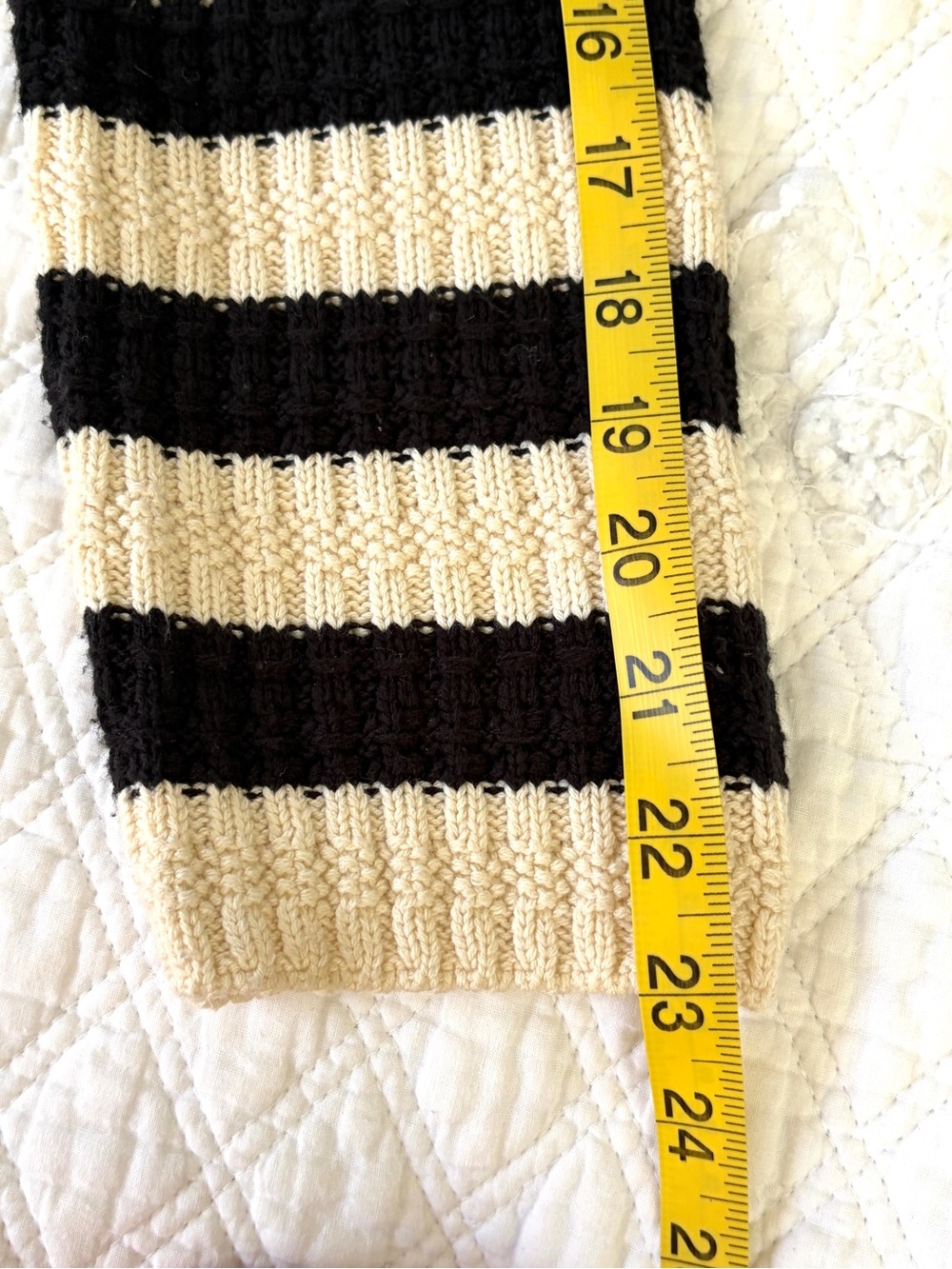 Anthropologie Black and Cream Striped Button-Front Crop Cardigan - Picture 9 of 10